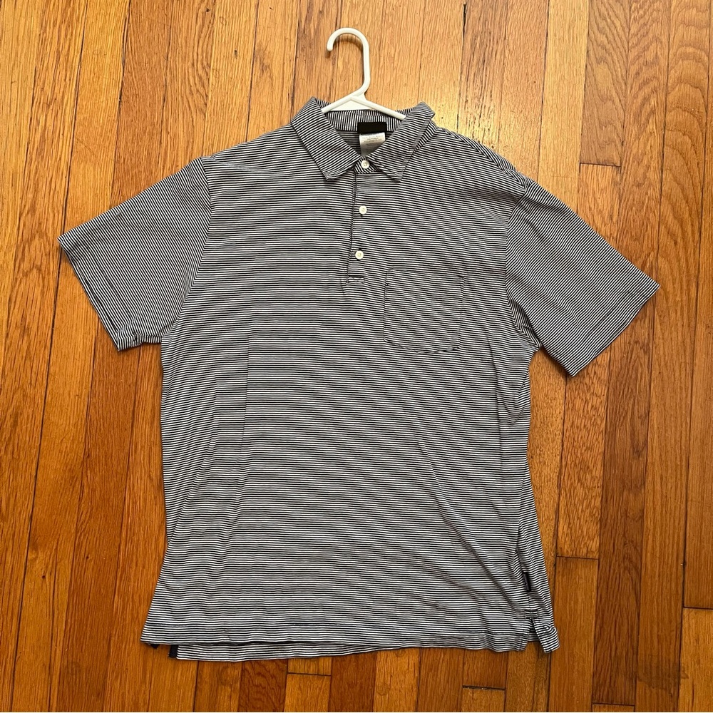 Patagonia Men’s sz M Polo Shirt - 100% cotton, black/white stripes